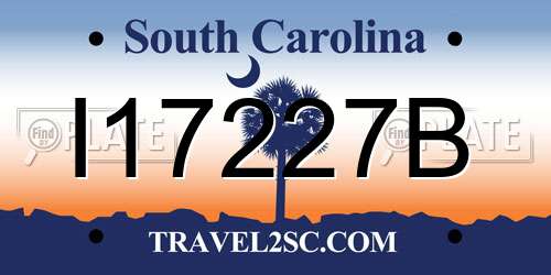 I17227B South Carolina License Plate