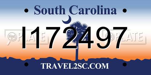 I172497 South Carolina License Plate
