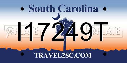I17249T South Carolina License Plate