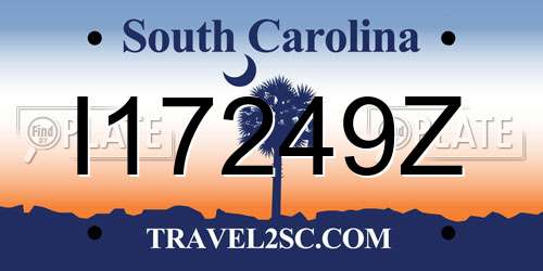 I17249Z South Carolina License Plate