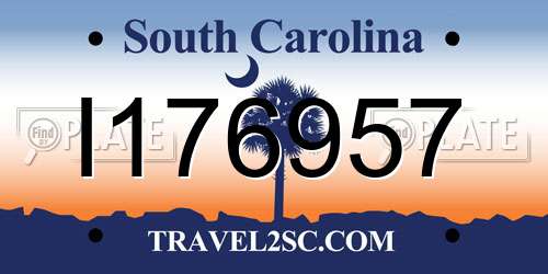 I176957 South Carolina License Plate