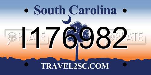 I176982 South Carolina License Plate