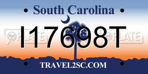 I17698T South Carolina License Plate