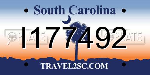 I177492 South Carolina License Plate