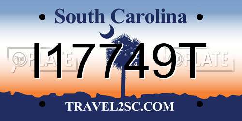 I17749T South Carolina License Plate