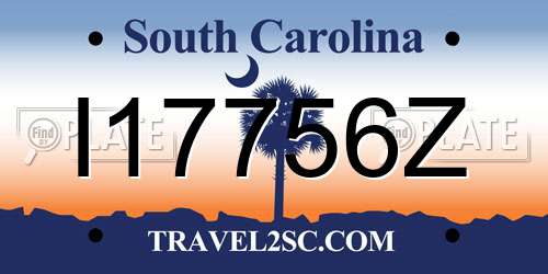 I17756Z South Carolina License Plate