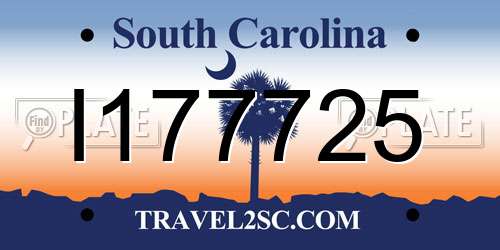 I177725 South Carolina License Plate