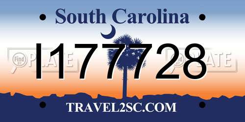I177728 South Carolina License Plate