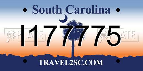 I177775 South Carolina License Plate