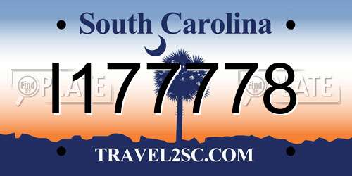 I177778 South Carolina License Plate