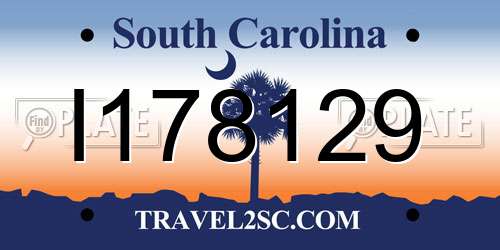 I178129 South Carolina License Plate