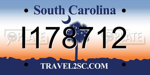 I178712 South Carolina License Plate