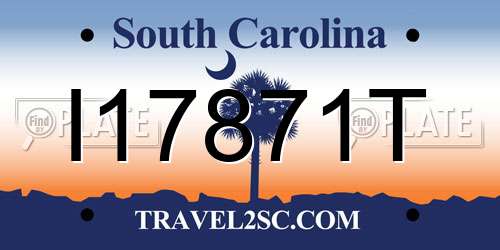 I17871T South Carolina License Plate