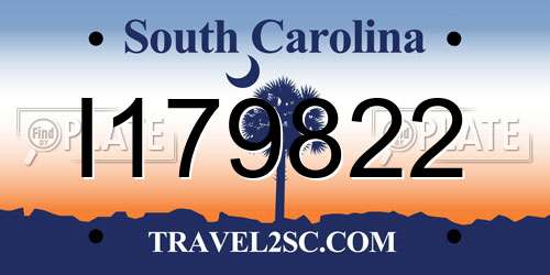 I179822 South Carolina License Plate