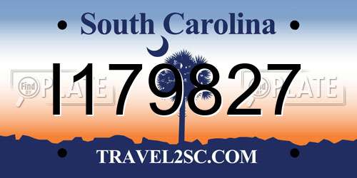I179827 South Carolina License Plate