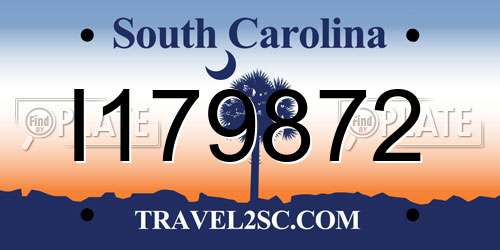 I179872 South Carolina License Plate