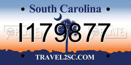 I179877 South Carolina License Plate