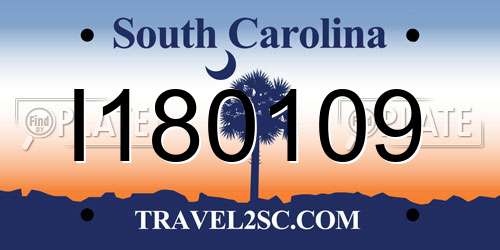 I180109 South Carolina License Plate