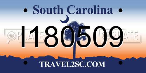 I180509 South Carolina License Plate