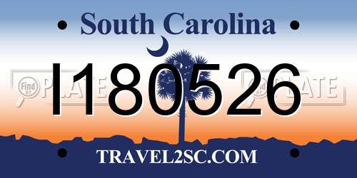 I180526 South Carolina License Plate
