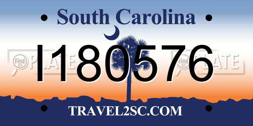 I180576 South Carolina License Plate
