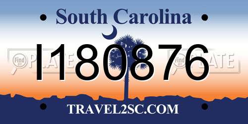 I180876 South Carolina License Plate