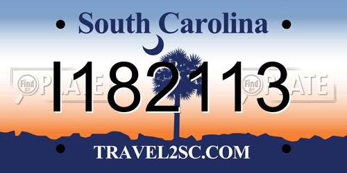 I182113 South Carolina License Plate