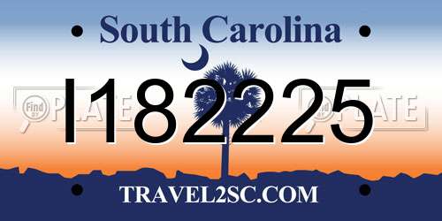 I182225 South Carolina License Plate