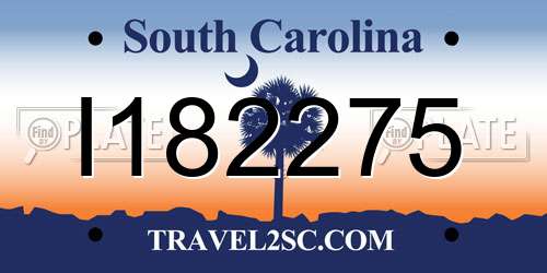 I182275 South Carolina License Plate