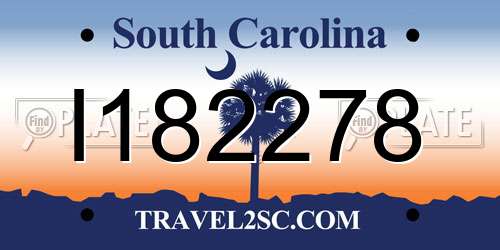 I182278 South Carolina License Plate