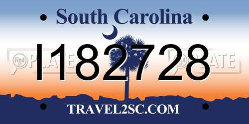 I182728 South Carolina License Plate