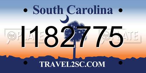 I182775 South Carolina License Plate