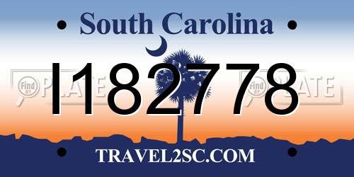I182778 South Carolina License Plate