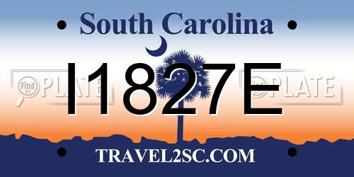 I1827E South Carolina License Plate