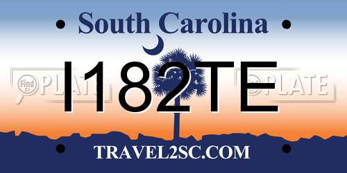 I182TE South Carolina License Plate