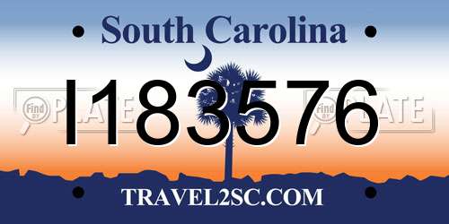 I183576 South Carolina License Plate