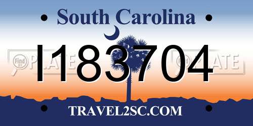 I183704 South Carolina License Plate