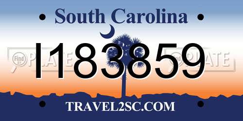 I183859 South Carolina License Plate