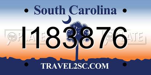 I183876 South Carolina License Plate