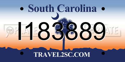 I183889 South Carolina License Plate