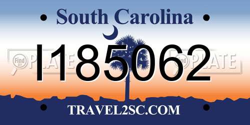 I185062 South Carolina License Plate