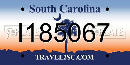 I185067 South Carolina License Plate
