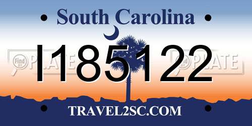 I185122 South Carolina License Plate