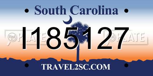 I185127 South Carolina License Plate