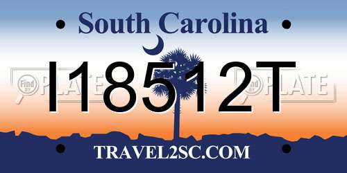 I18512T South Carolina License Plate