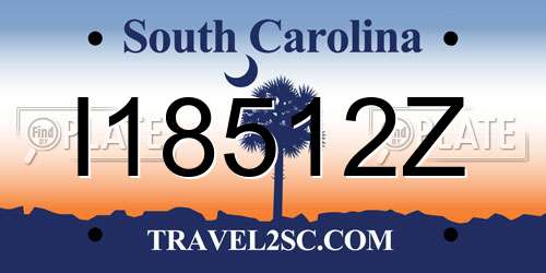 I18512Z South Carolina License Plate