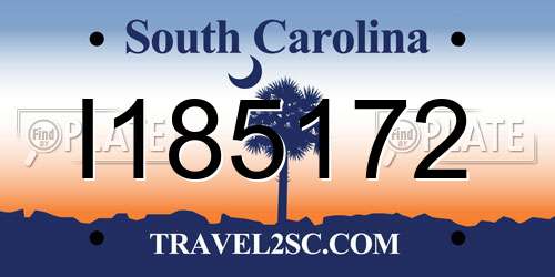 I185172 South Carolina License Plate