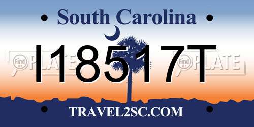 I18517T South Carolina License Plate