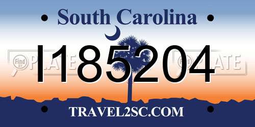 I185204 South Carolina License Plate