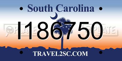 I186750 South Carolina License Plate